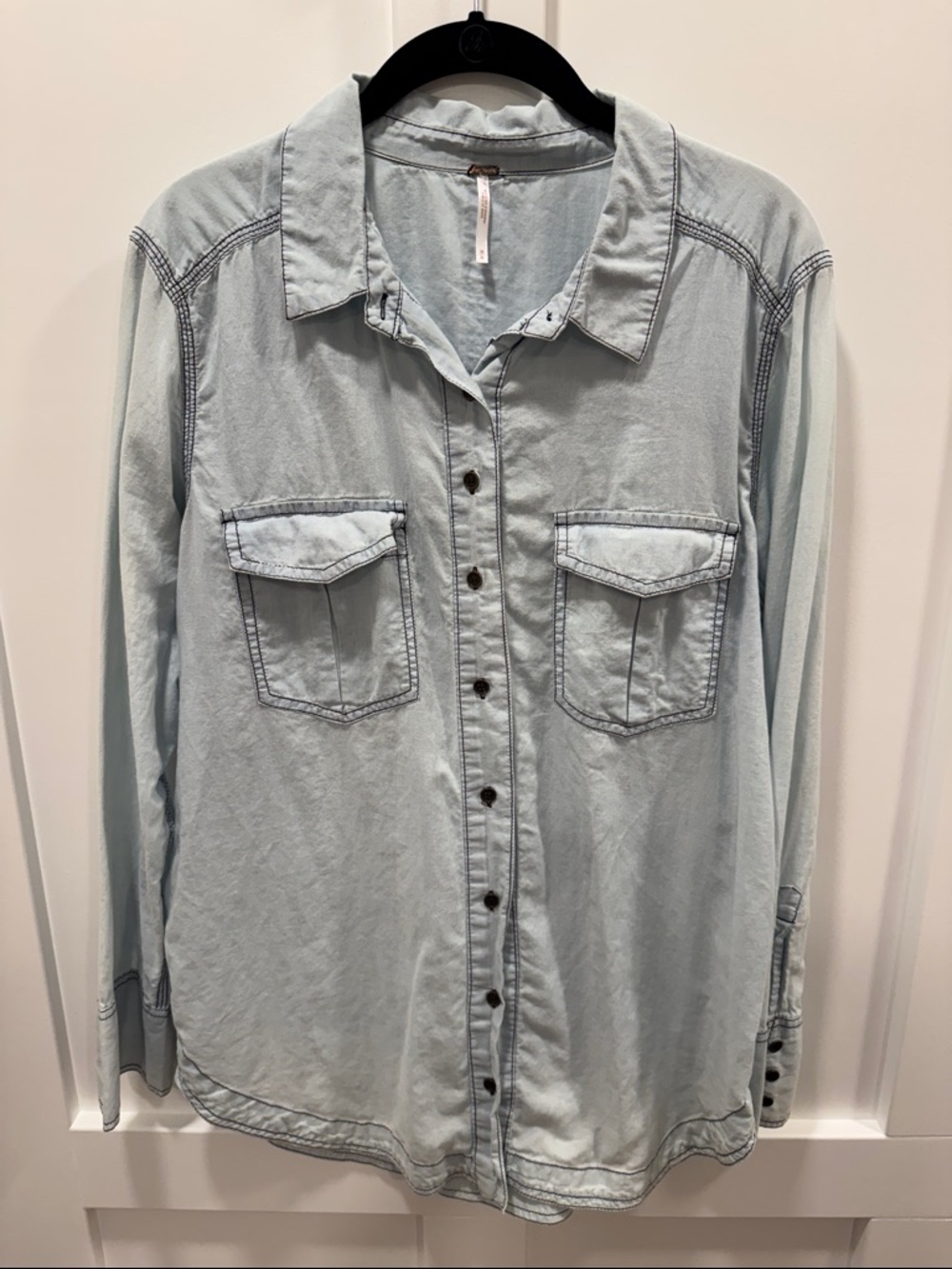 Free People Light Blue Denim Shirt